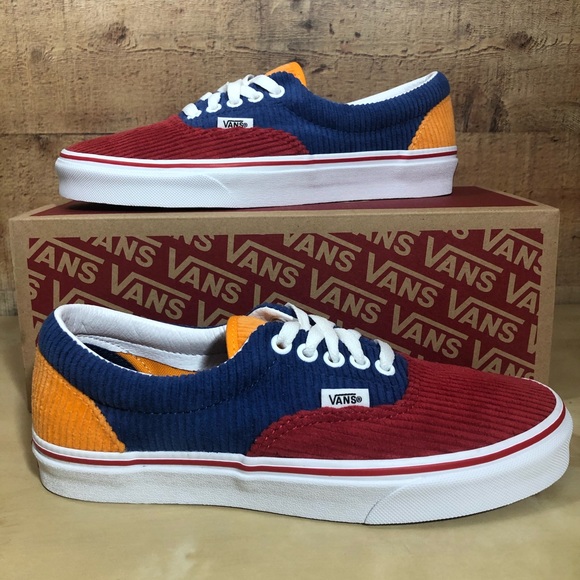 vans era corduroy colorblock skate shoes